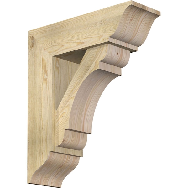 Ekena Millwork Olympic Traditional Rough Sawn Bracket w/ Offset Brace, Douglas Fir, 8"W x 24"D x 28"H BKT0806X24X28OLY01RDF - main